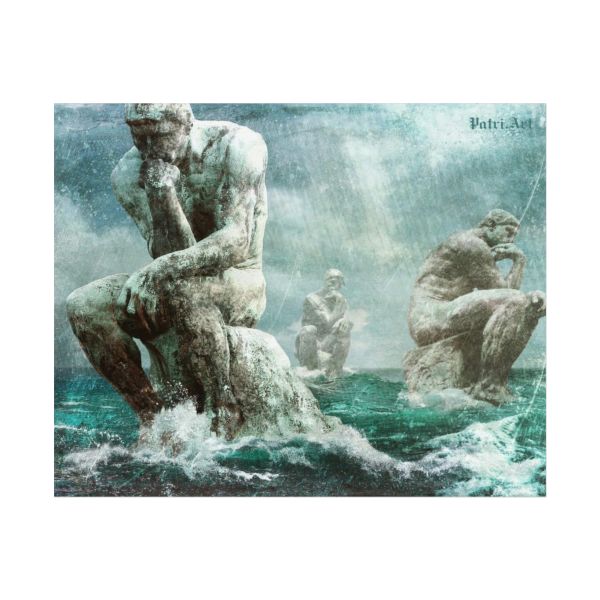 Statues at Sea Thinking Men Ocean