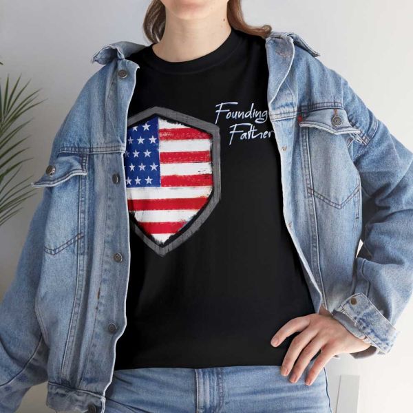 Female USA flag tshirt pose